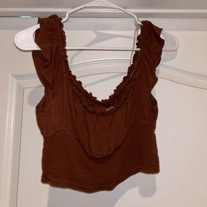 brown boho tank cropped top